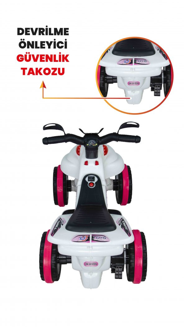 UJ Toys Müzikli ve Led Işıklı Karınca Akülü Atv 6V-Beyaz Prenses - 6