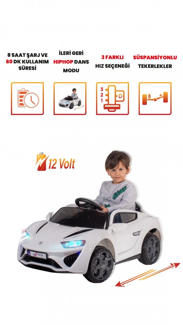 UJ Toys Jagor Akülü Araba 12V-Beyaz - 7