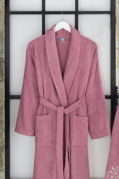 Mira Home Kadın Erkek %100 Pamuklu Baş Havlulu Banyo Bornoz Takımı - 4