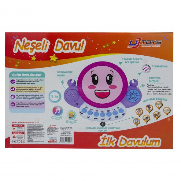 UJ Toys Işıklı Müzikli Notalı Neşeli Pilli Davul - 3