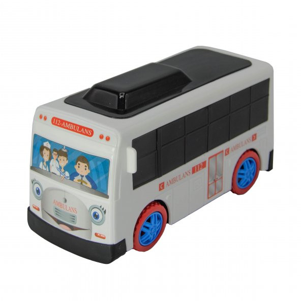 UJ Toys Sesli ve Işıklı Çarp Dön Sevimli Ambulans-Beyaz - 4
