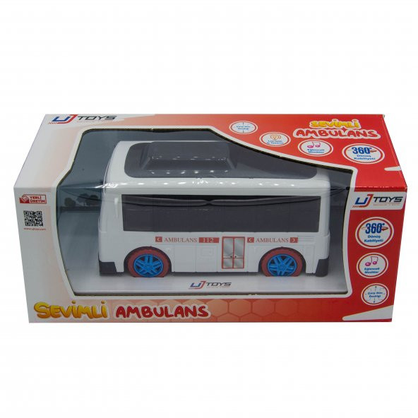 UJ Toys Sesli ve Işıklı Çarp Dön Sevimli Ambulans-Beyaz - 6