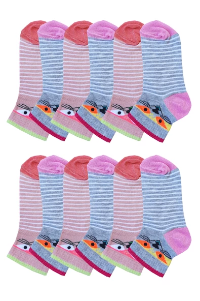 12li Kız Çocuk Patik Kısa Çorap Mevsimlik Pamuklu Çorap - Resim 3