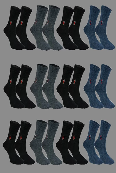 12li Erkek Uzun Soket Çorap Pamuklu Renkli Ekonomik Sıkmayan - 2