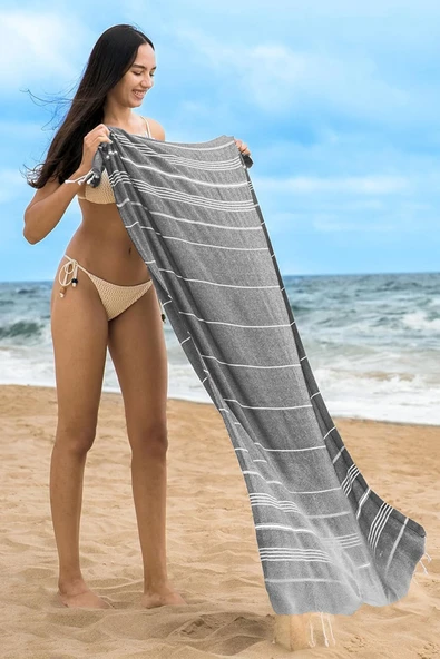 Sultan Peştemal Havlu 100 Pamuklu Deniz Plaj Banyo Peştemali 100x180 Cm - 9