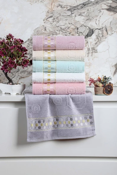 6 Lı Renkli Kadife Jakarlı Mutfak Havlusu Seti 30x50 Cm - 2