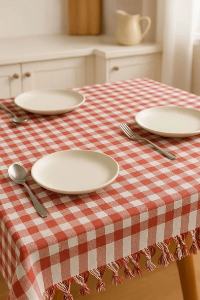 170x170 Pötikare Yer Sofra Bezi Piknik Masa Örtüsü Saçaklı - 5