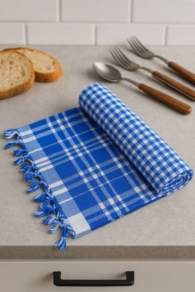 170x170 Pötikare Yer Sofra Bezi Piknik Masa Örtüsü Saçaklı - 9