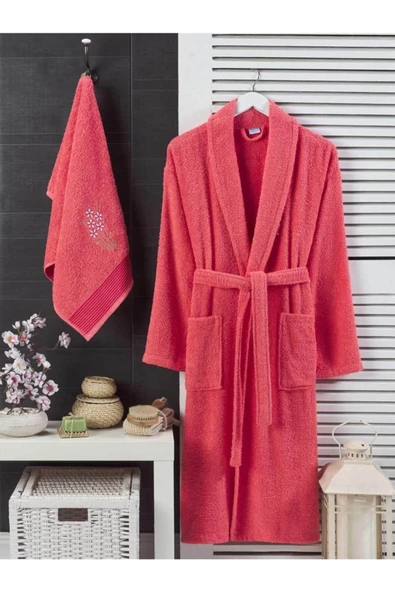 Erkek/Kadın Havlulu Banyo Bornozu Pamuklu Bay Bayan Bornoz - 2