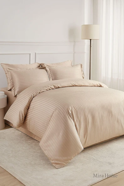 Çift Kişilik Su Yollu Saten Nevresim Takımı Polycotton - 11