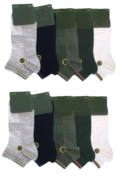 10lu Erkek Dikişsiz Bambu Patik Çorap Pamuklu Kaymayan Spor Çorap - 3