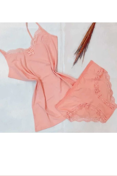 Kadın İp Askılı Dantel Detaylı Atlet Bikini Takım Pamuklı Esnek - 6