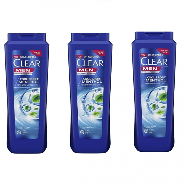 Clear Men Kepeğe Karşı Etkili Şampuan Cool Sport Menthol 485 ml 3lü