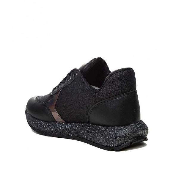 Modalendo Günlük Sneaker Yürüyüş Cilt Simli Siyah Kadın Ayakkabı zenne 703 - 3