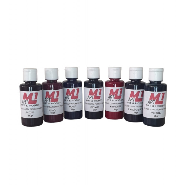 M1 ART EPOKSİ ULTRA PİGMENT PASTA 50.gr X 7 adet  Opak & Transparan Sıvı Pigment Boya  KOYU SERİ