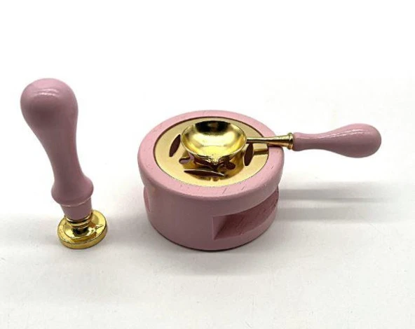 Davetiye Mum Mühürü Uygulama Seti Pembe Renk 337 Zeytin Dalı - Resim 3