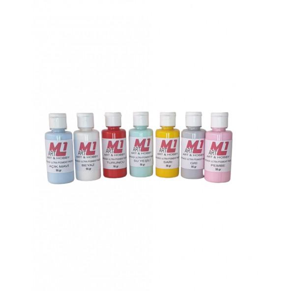 M1 ART EPOKSİ ULTRA PİGMENT PASTA 50.gr X 7 adet  Opak & Transparan Sıvı Pigment Boya  AÇIK SERİ