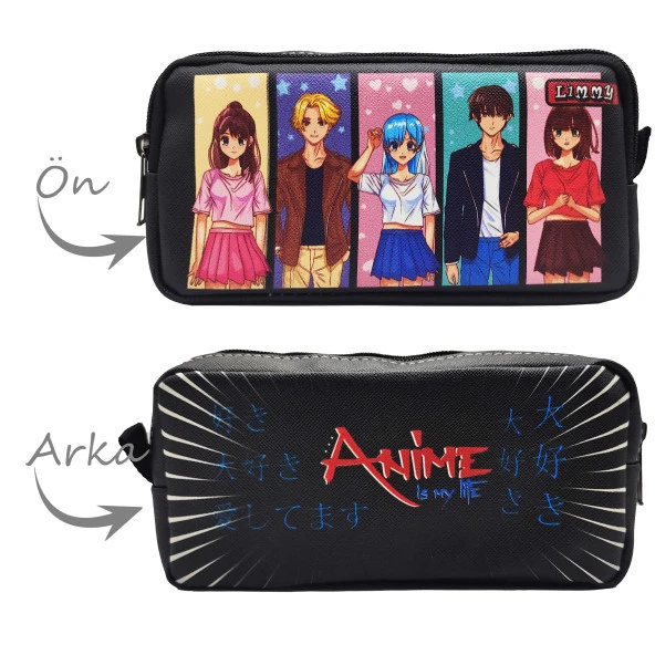 Kalem Kutusu Anime Grup Kalemkutu Vegan Deri İki Bölmeli Kalemlik - Resim 2