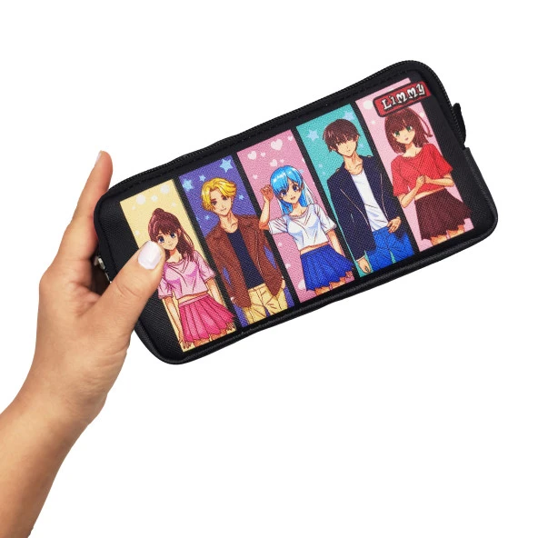 Kalem Kutusu Anime Grup Kalemkutu Vegan Deri İki Bölmeli Kalemlik - Resim 4