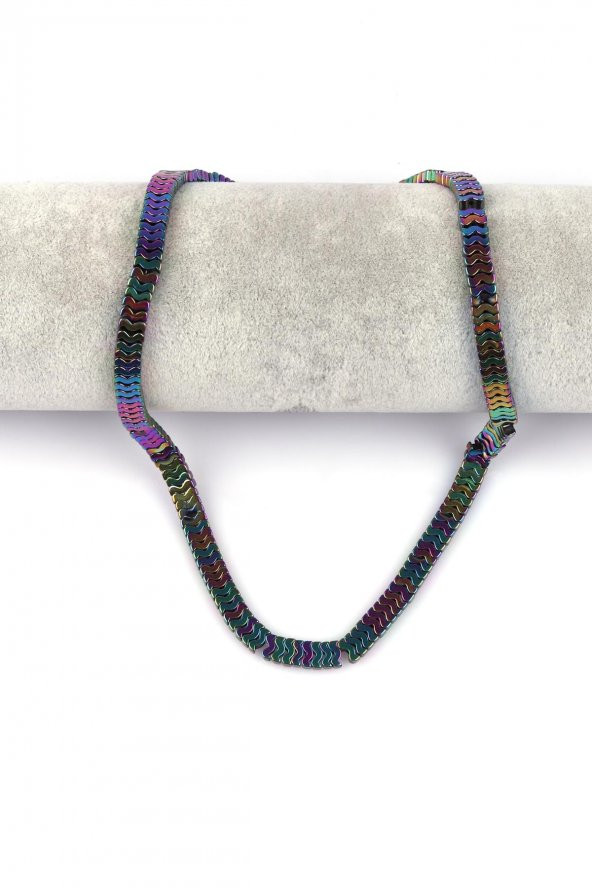 Renkli Hematit Doğal Taş Dizi 7 x 1 mm W Kesim - Resim 2