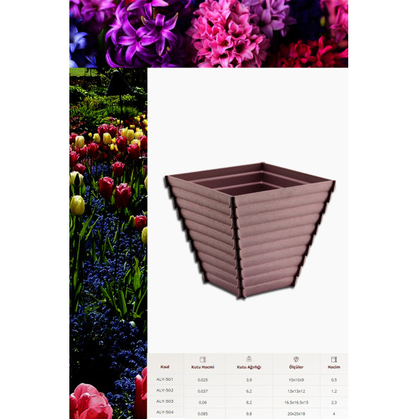Ahşap Desen Çiçek Saksısı 1 Ad. 1,2 Lt -(ALY-502) - 2