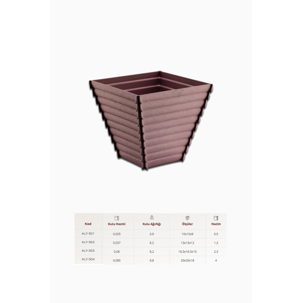 Ahşap Desen Çiçek Saksısı 1 Ad. 1,2 Lt -(ALY-502) - 3