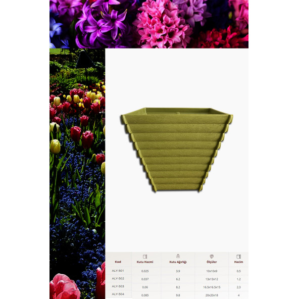 Ahşap Desen Çiçek Saksısı 1 Ad. 1,2 Lt -(ALY-502) - 2