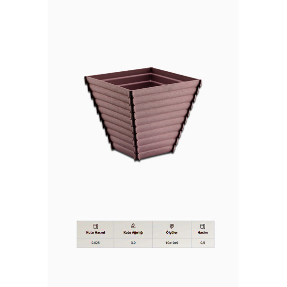 Ahşap Desen Çiçek Saksısı 1 Ad. 0,5 Lt -(ALY-501) - 3