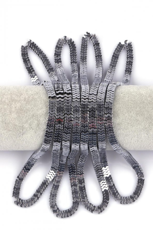 Gümüş Gri Renk Hematit Doğal Taş Dizi 7 x 1 mm W Kesim