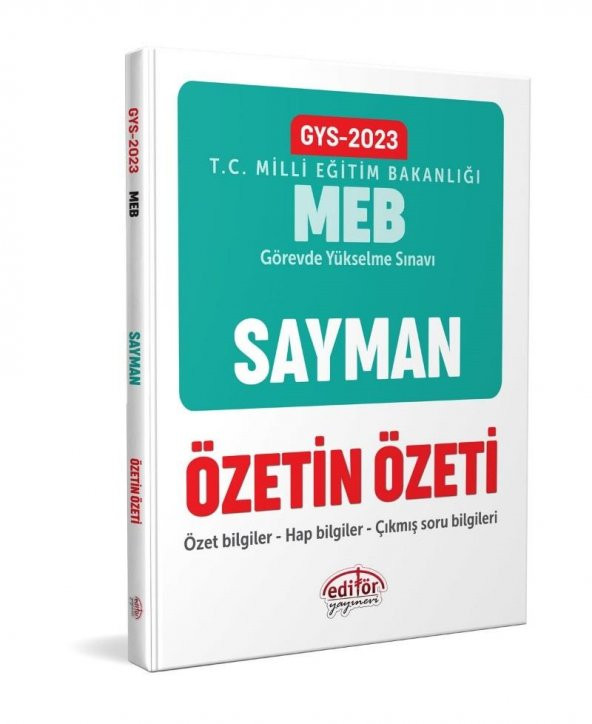 2023 Milli Eğitim Bakanlığı GYS Sayman Özetin Özeti Editör Yayınları