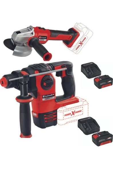 Einhell Herocco 18v Kırıcı Delici Axxio 18/115 Q Avuç Taşlama 2x4.0ah Kömürsüz Set