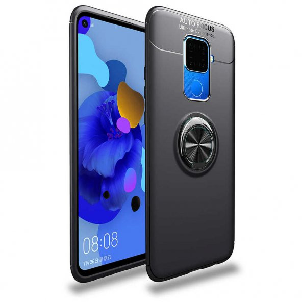 Huawei Mate 30 Lite Kılıf Yüzüklü Kamera Korumalı Range Silikon Kılıf
