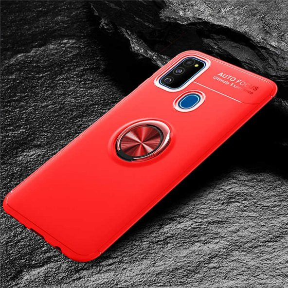 Samsung Galaxy M30S Kılıf Yüzüklü Kamera Korumalı Range Silikon Kılıf - Resim 2