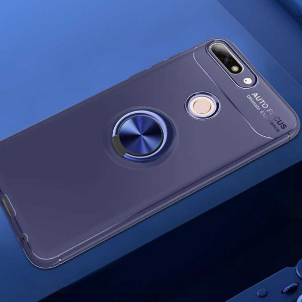 Huawei Y7 2018 Kılıf Yüzüklü Kamera Korumalı Range Silikon Kılıf - 3