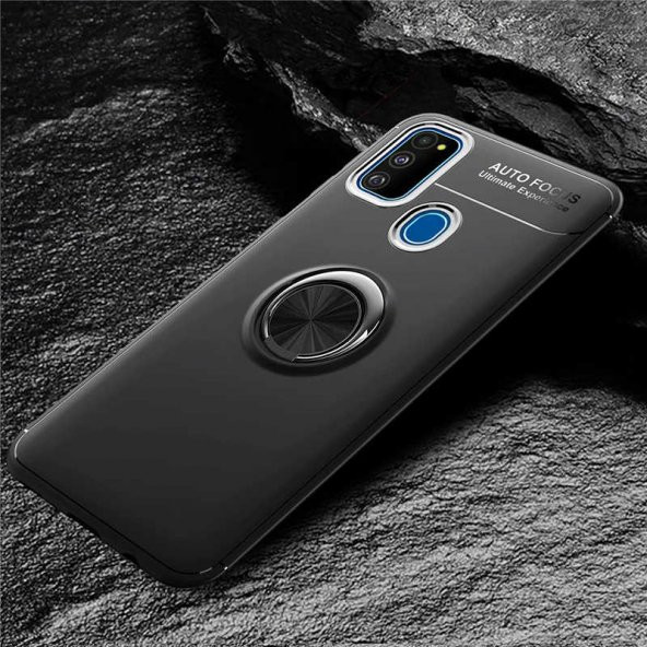 Samsung Galaxy M21 Kılıf Yüzüklü Kamera Korumalı Range Silikon Kılıf