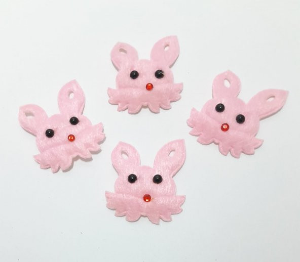 Tavşan Pembe Süsleme Kumaş Sticker 25 Adet