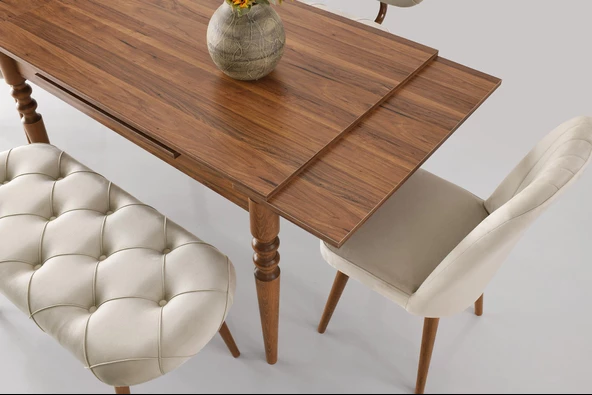 Didim Banklı Açılır Mutfak Masa Sandalye Takımı 80x120 - 4