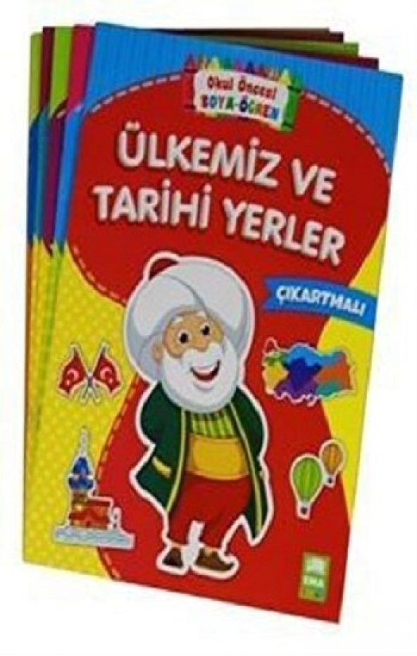 Okul Öncesi Boya Öğren Seti Çıkartmalı-5 Kitap Takım Ema Kitap Kolektif 2019 Türkçe Ciltsiz