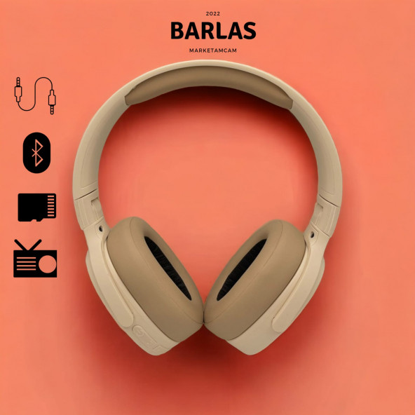 Barlas P29 Bluetooth Kulaklıklar Hd Mikrofonlu Ergonomik Tasarım Kablosuz Kulaklık Desteği  BEJ