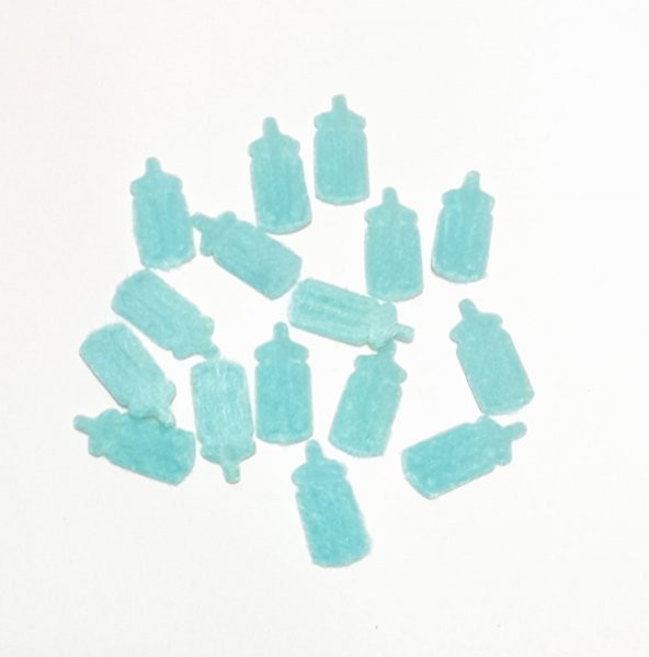 Mini Biberon Mavi Süsleme Kumaş Sticker 50 Adet