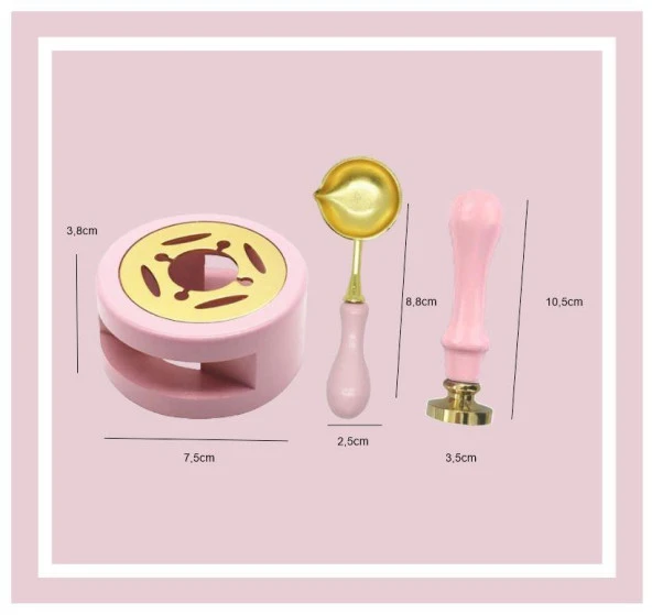 Davetiye Mum Mühürü Uygulama Seti Pembe Renk 811 Gül Desen - Resim 2