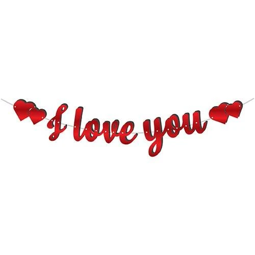 Kaligrafi Banner Kırmızı I Love You