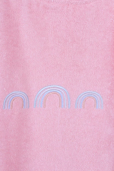 %100 Pamuk Outlet 75x60 Nakışlı Kapüşonlu Çocuk Panço - Resim 2