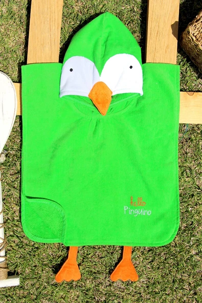 %100 Pamuk 45x50 Kadife Bebek-Çocuk Panço - 5