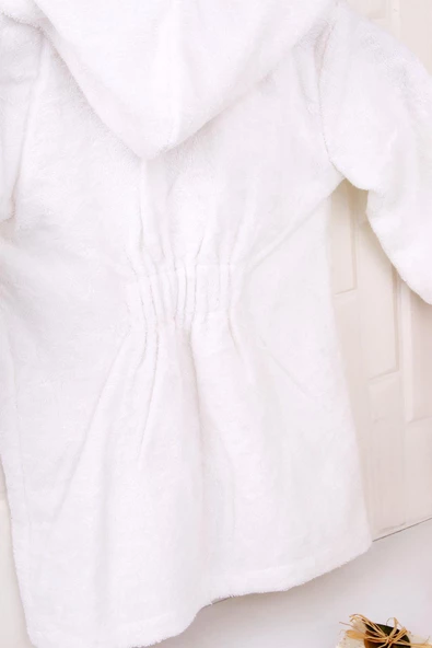 %100 Pamuk Kapüşonlu Çıtçıltı Çocuk Bornoz - Resim 3