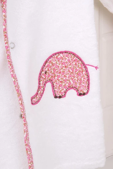 %100 Pamuk Kapüşonlu Çıtçıltı Çocuk Bornoz - Resim 2