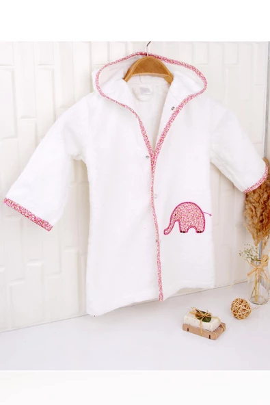 %100 Pamuk Kapüşonlu Çıtçıltı Çocuk Bornoz ürün görseli 1