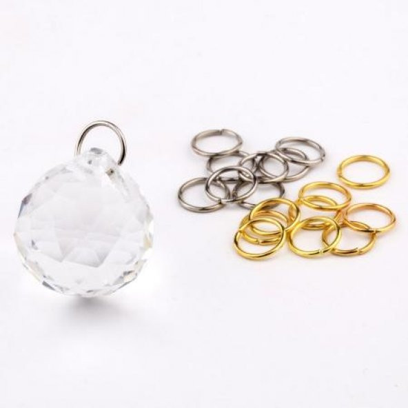 Metal Halka Kristal Avize Taşı Altın Kaplama Metal Halkası 1 Paket (50 Adet) - 2