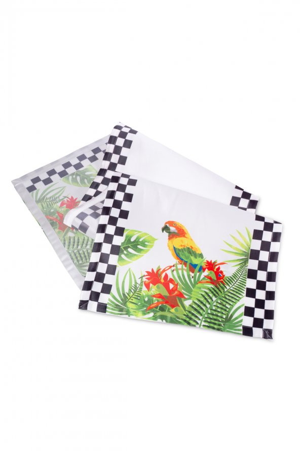 Tropikal Desen Saten Runner - 2