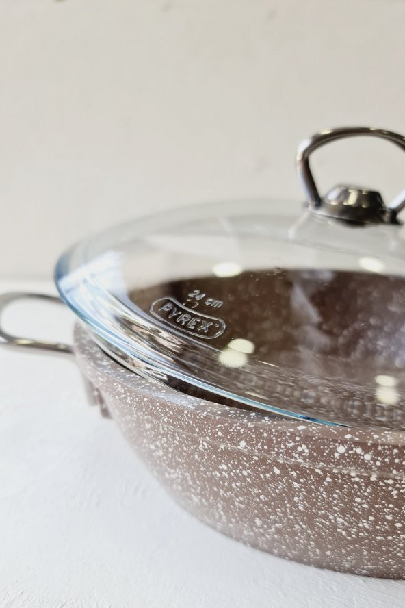 Taç Aksu Döküm Basık Tencere 24 Cm Kahve Granit - 2